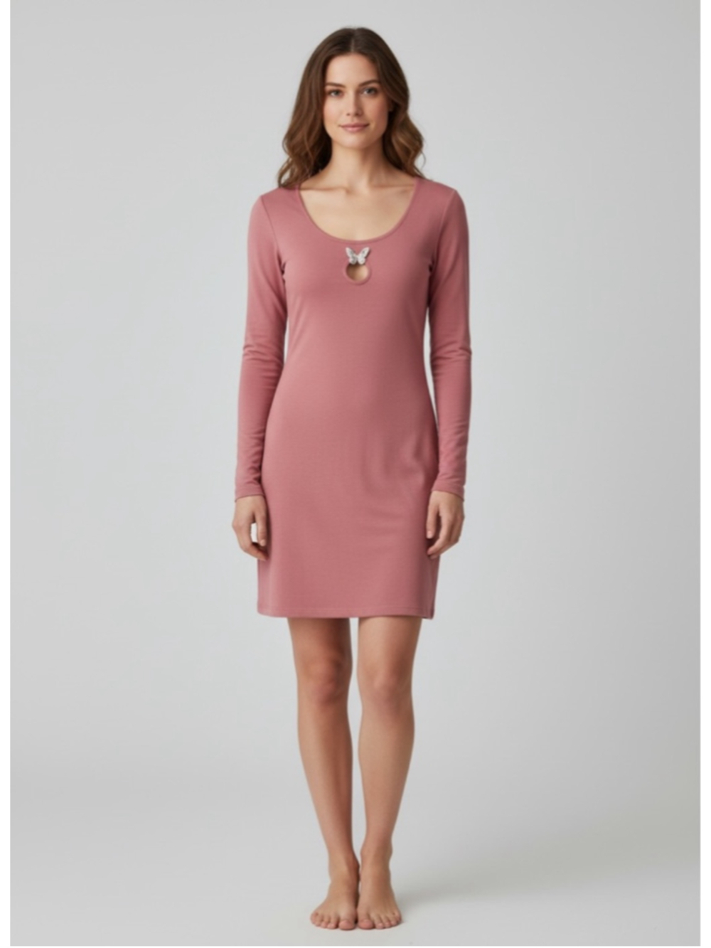 FOREVER 21 Pink Long Sleeve Dress with Butterfly Detail M NWT